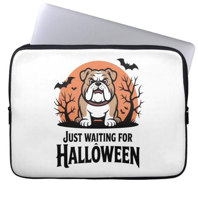Funda Para Portátil Esperando al perro de Halloween (Frente)