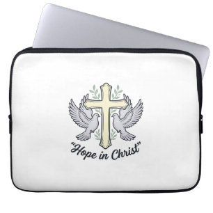 Funda Para Portátil Esperanza en Cristo Paloma Cruz Diseño Cristiano V