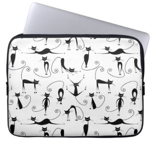 Funda Para Portátil Espinoso patrón de gato negro