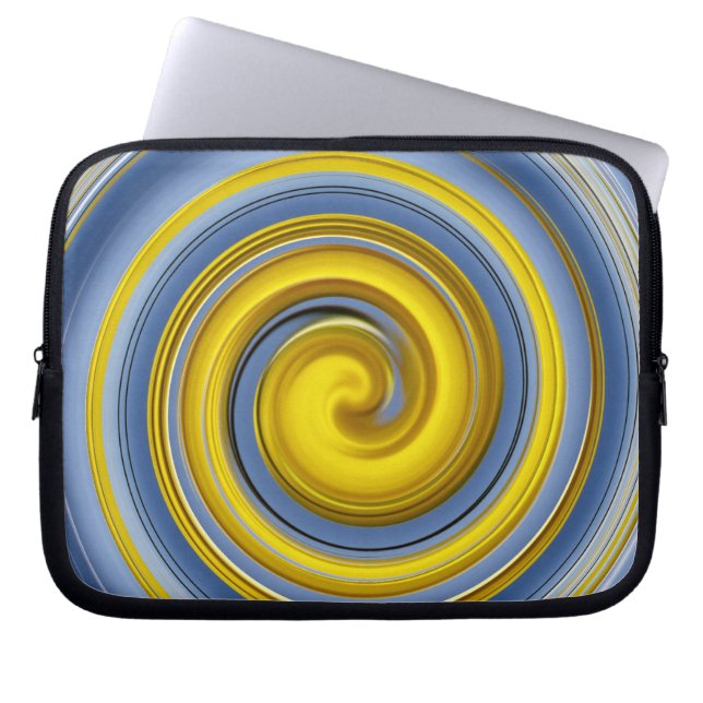 Funda Para Portátil Espiral amarilla y azul (Frente)