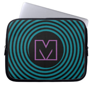 Funda Para Portátil Espiral de vórtice de monograma azul fresco