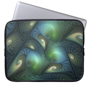 Funda Para Portátil Espirales Verde azulado Beige Verde Resumen arte f
