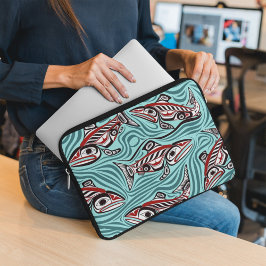 Funda Para Portátil Espíritu de arte Salmon Haida Pacífico Nativo del 