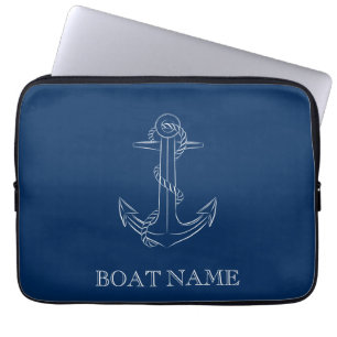 Funda Para Portátil Espíritu Náutico Ancla Azul Marino 