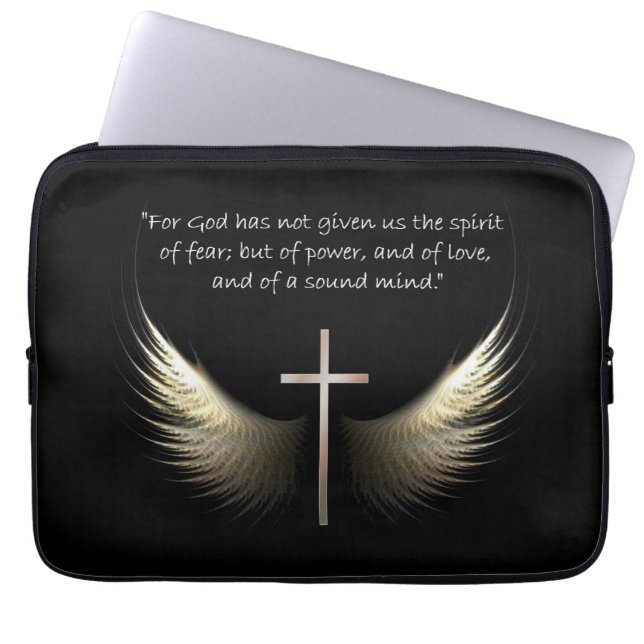 Funda Para Portátil Espíritu Santo con la cruz y la escritura (Frente)