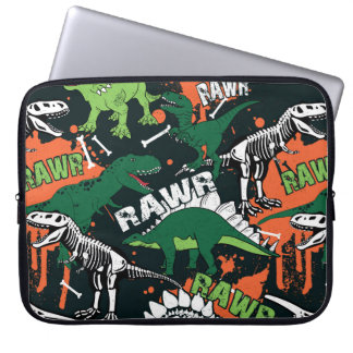 Funda Para Portátil Esqueleto de dinosaurio. Patrón de grano de época