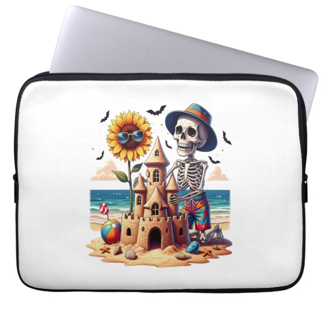Funda Para Portátil Esqueleto de Guay en la playa (Frente)