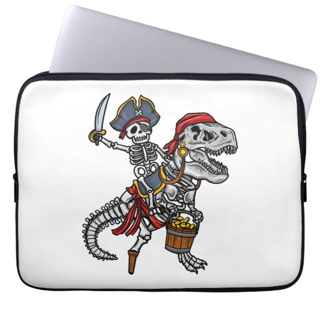 Funda Para Portátil Esqueleto de los dinosaurios piratas de Halloween (Frente)