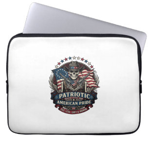 Funda Para Portátil Esqueleto Patriótico Vaquero Patriota Oscuro Esque