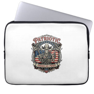 Funda Para Portátil Esqueleto Patriótico Vaquero Patriota Oscuro Esque