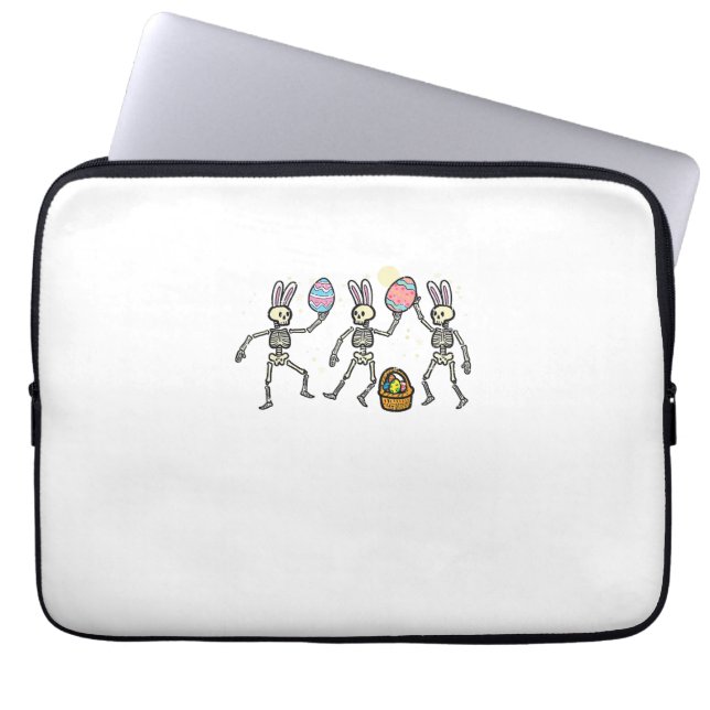 Funda Para Portátil Esqueletos de Pascua bailando huevos Huesos divert (Frente)