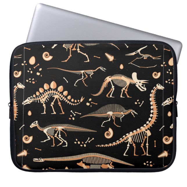 Funda Para Portátil Esqueletos del patrón de dinosaurios y fósiles (Frente)