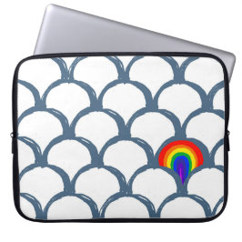 Funda Para Portátil Esquema azul y blanco Patrón de vieira y arcoiris