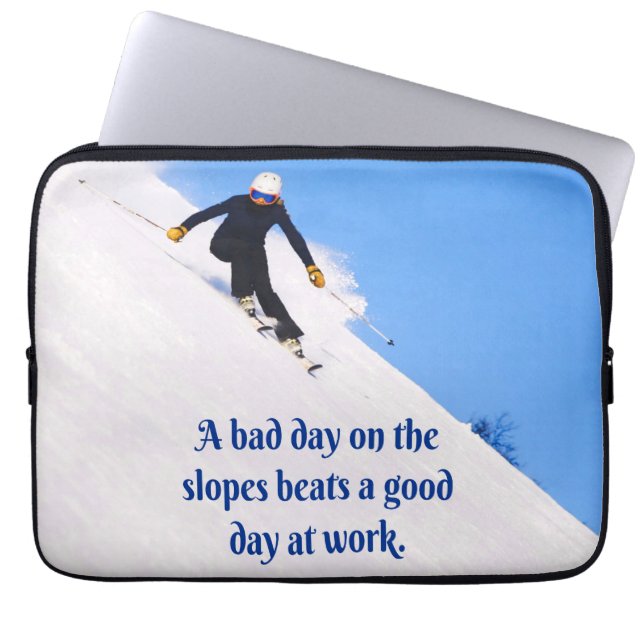 Funda Para Portátil Esquí de montaña Nieve fresca caída esquí divertid (Frente)