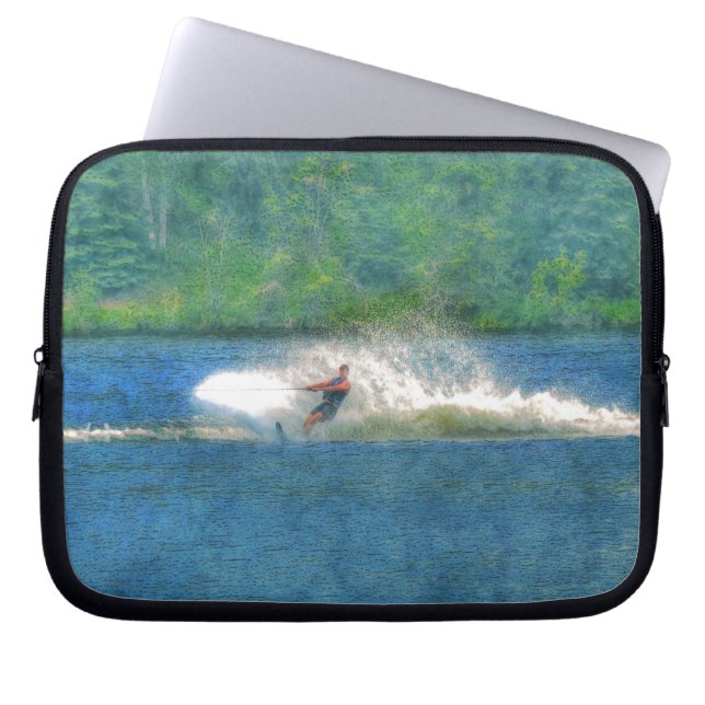 Funda Para Portátil Esquiador acuático de verano y lago (Frente)