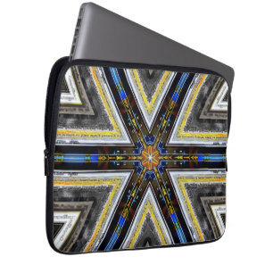 Funda Para Portátil Esquinas amarillas de triángulos de marco antiguo