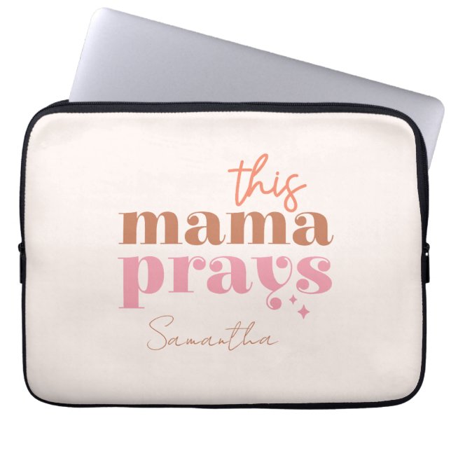 Funda Para Portátil Esta mamá reza - Diseño rústico de Boho (Frente)