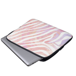 Funda Para Portátil Estampa de cebra rosa y blanco