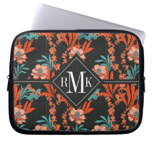 Funda Para Portátil Estampado de flores abstracto anaranjado