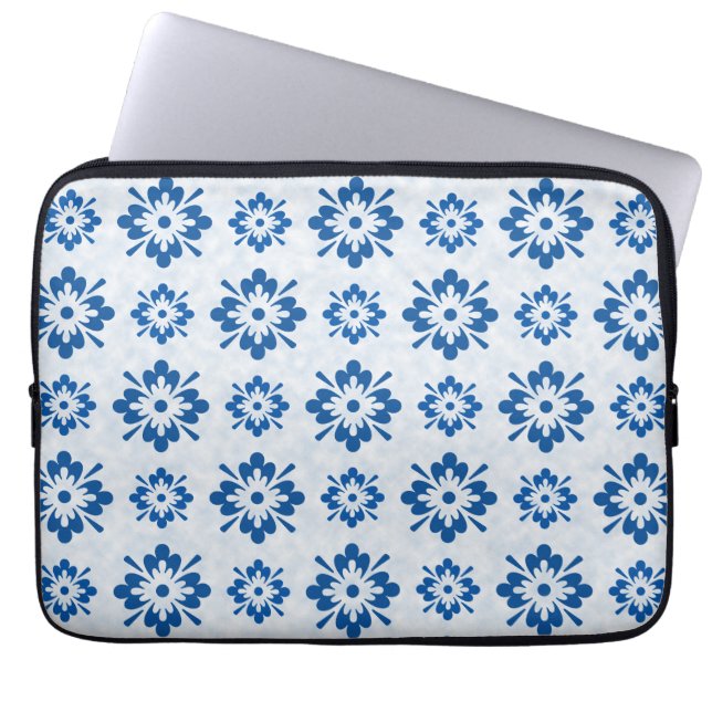 Funda Para Portátil Estampado de flores azul (Frente)