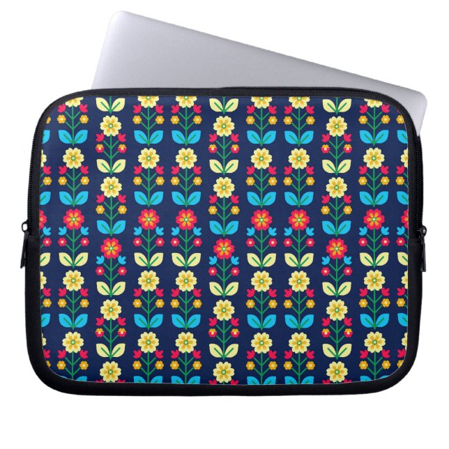 Funda Para Portátil Estampado de flores colorido (Frente)