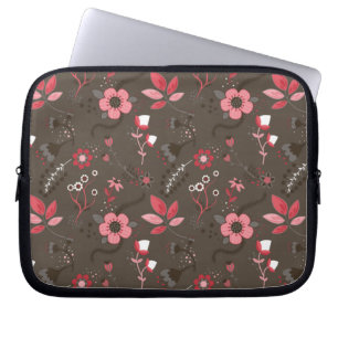 Funda Para Portátil Estampado de flores rosado de Brown