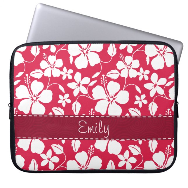 Funda Para Portátil Estampado de flores tropical de Fuschia (Frente)