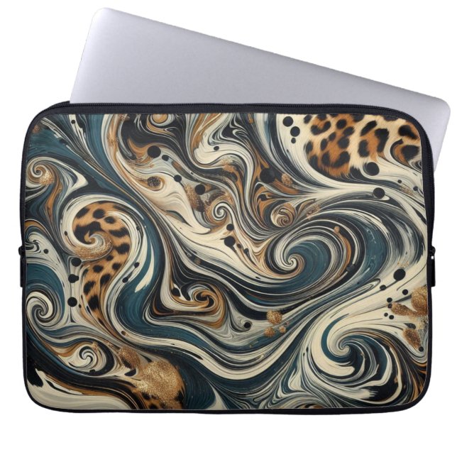 Funda Para Portátil Estampado de leopardo abstracto en espiral (Frente)