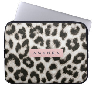 Funda Para Portátil Estampado de leopardo en blanco y negro personaliz