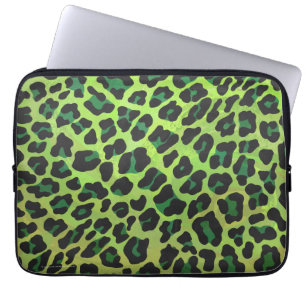 Funda Para Portátil Estampado de leopardo negro y verde