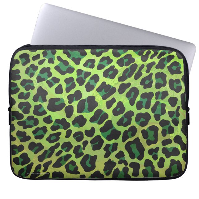Funda Para Portátil Estampado de leopardo negro y verde (Frente)