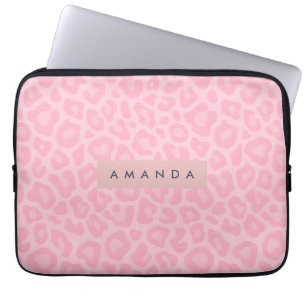 Funda Para Portátil Estampado de leopardo rosa suave personalizado