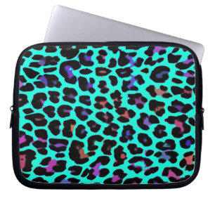 Funda Para Portátil Estampado leopardo del estallido de la turquesa