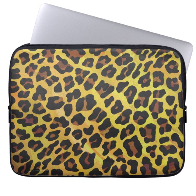 Funda Para Portátil Estampado marrón y amarillo de leopardo (Frente)