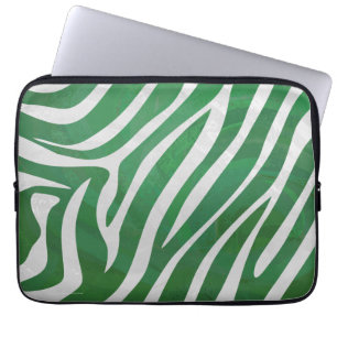 Funda Para Portátil Estampado Verde y Blanco de Cebra