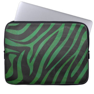Funda Para Portátil Estampado Verde y Negro de Cebra