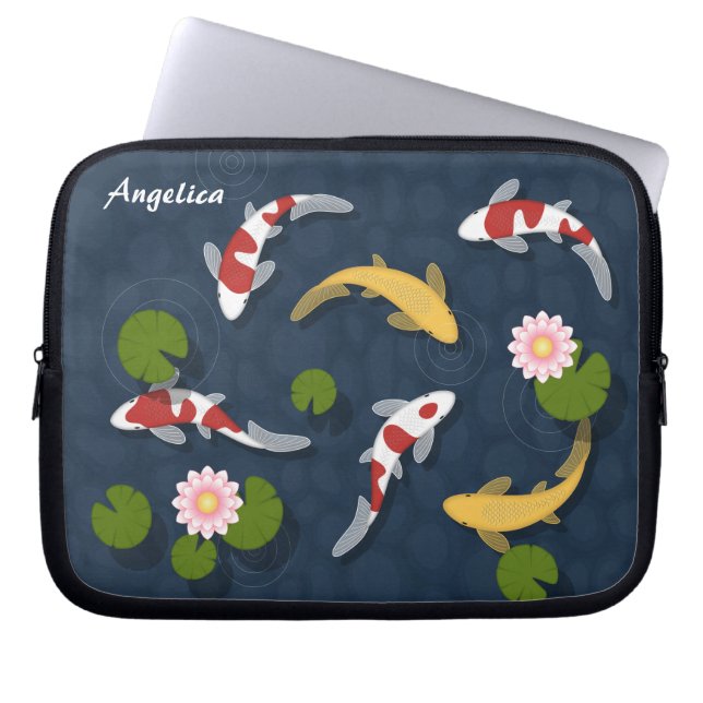Funda Para Portátil Estanque de peces de Koi del japonés (Frente)