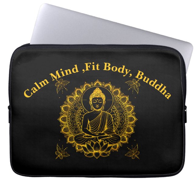 Funda Para Portátil Estatua De Buda Con Lotus (Frente)
