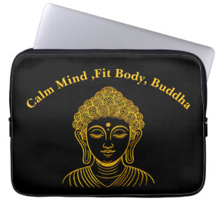 Funda Para Portátil Estatua de Buda de Oro en un ambiente tranquilo