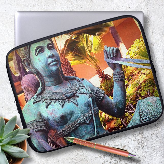 Funda Para Portátil Estatua guerrera asiática turquesa foto antigua ne (Subido por el creador)