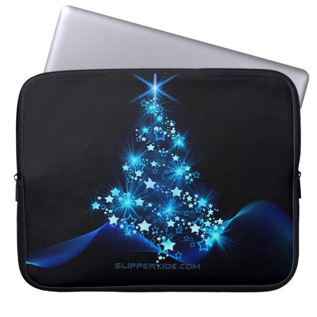 Funda Para Portátil estilizado árbol de Navidad SlipperyJoe azul brill (Frente)