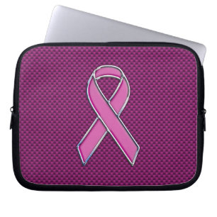 Funda Para Portátil Estilo cromado Cinta rosada Conciencia Fibra de ca