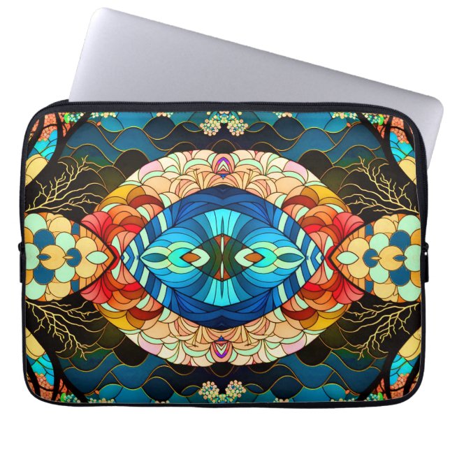 FUNDA PARA PORTÁTIL ESTILO DE ARTE JAPONÉS BOSQUE SIMÉTRICO (Frente)