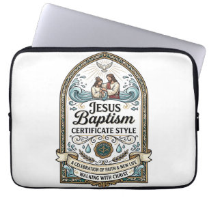 Funda Para Portátil Estilo de Certificado de Bautismo de Jesús Certifi
