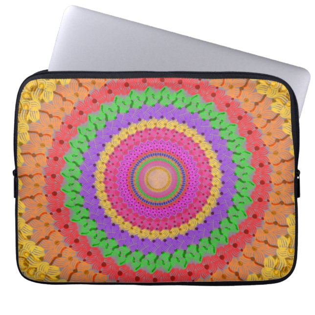 Funda Para Portátil Estilo de crochet amarillo Mandala Ball - (Frente)