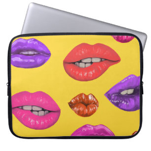 Funda Para Portátil Estilo de los años 80: patrón de labios coloridos.