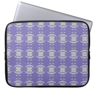Funda Para Portátil Estilo patrón ovalado de plata sobre azul pervinca