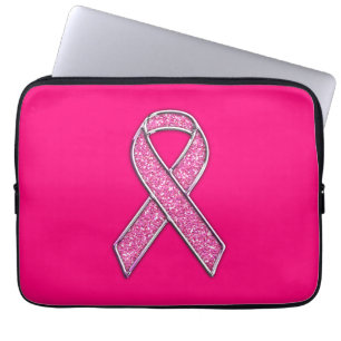 Funda Para Portátil Estilo purpurina Cinta rosa Conciencia Fuchsia