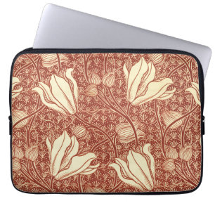 Funda Para Portátil Estilo William Morris Patrón Floral de Lirio Rojo