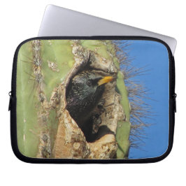 Funda Para Portátil Estornino en Foto de Cactus Saguaro Ave del Suroes